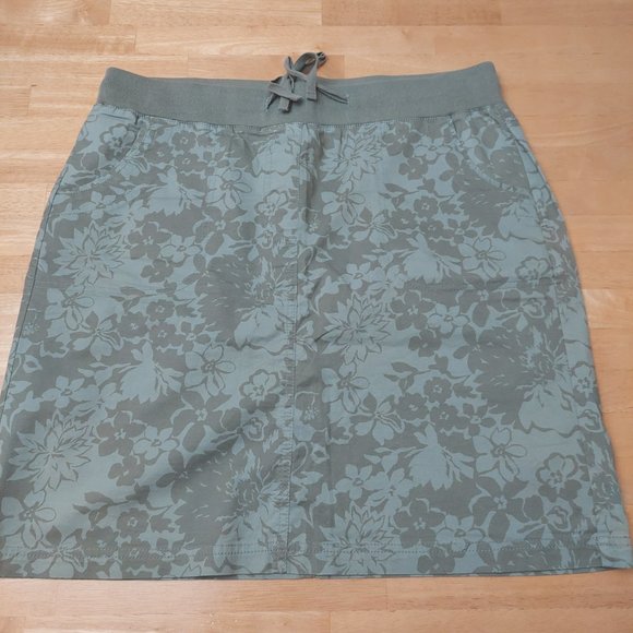Denver Hayes Women's Skirt Army Green Floral Drawstring Waist Size Large - Picture 1 of 9